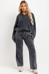 stone washed womens zara bomber sweatshirt and straight leg joggers loungewear set faded