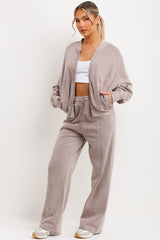 stonewashed faded bomber jacket and straight leg joggers tracksuit set