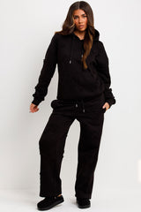 womens oversized hoodie and joggers tracksuit set with distressed cross detail