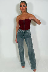 zara womens grey denim jeans with wide legs 