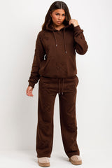 womens cross hoodie and joggers tracksuit loungewear co ord set