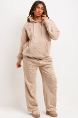 womens hoodie and joggers tracksuit with cross detail