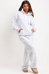 womens cross hoodie and joggers tracksuit loungewear co ord set