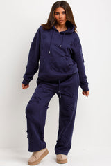 womens cross hoodie and joggers tracksuit loungewear co ord set