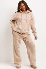 womens hoodie and joggers tracksuit set with crosses