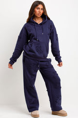 womens hoodie and joggers tracksuit set with crosses 