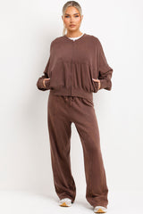 womens zara bomber sweatshirt and straight leg joggers loungewear set