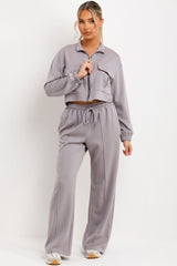 womens jogger trousers and zip sweatshirt loungewear tracksuit co ord set