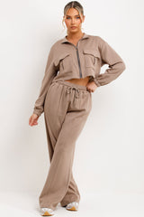 womens jogger trousers and zip sweatshirt loungewear tracksuit co ord set