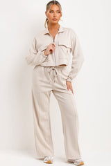 womens jogger trousers and zip sweatshirt loungewear tracksuit co ord set