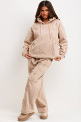 womens cross hoodie and joggers tracksuit loungewear co ord set