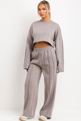 pintuck joggers and sweatshirt tracksuit lounge set