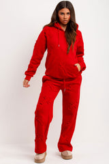 womens oversized hoodie and joggers tracksuit set with distressed cross detail