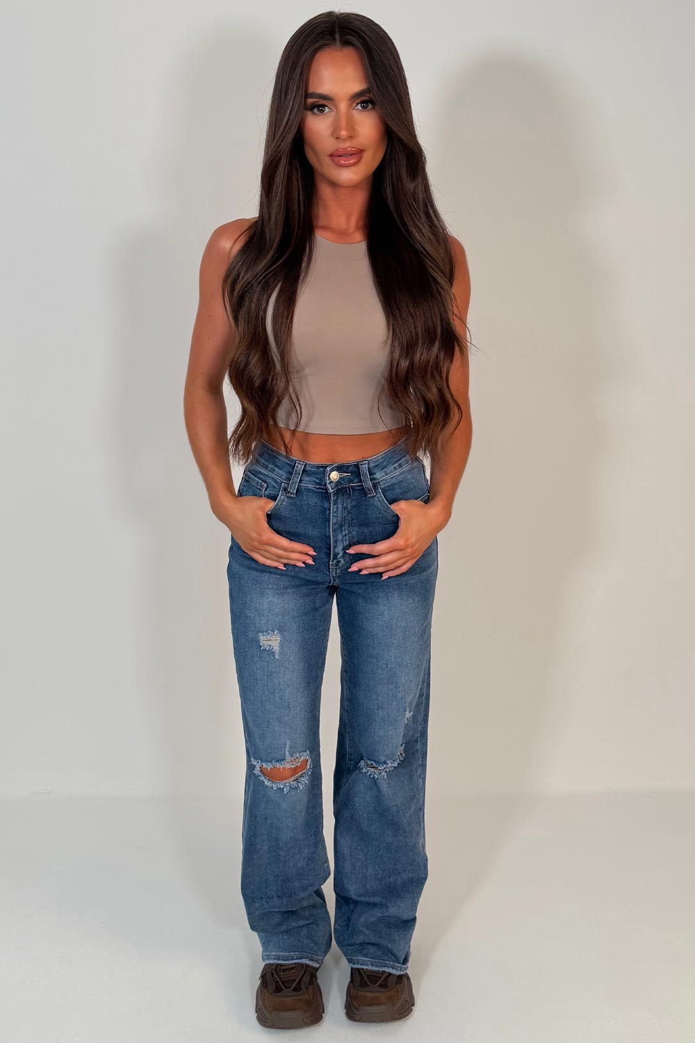 women's stretchy ripped jeans high waisted styledup