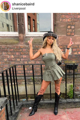 skort dress with belt khaki going out summer festival rave outfit