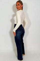 womens denim wide leg stretchy jeans styledup 