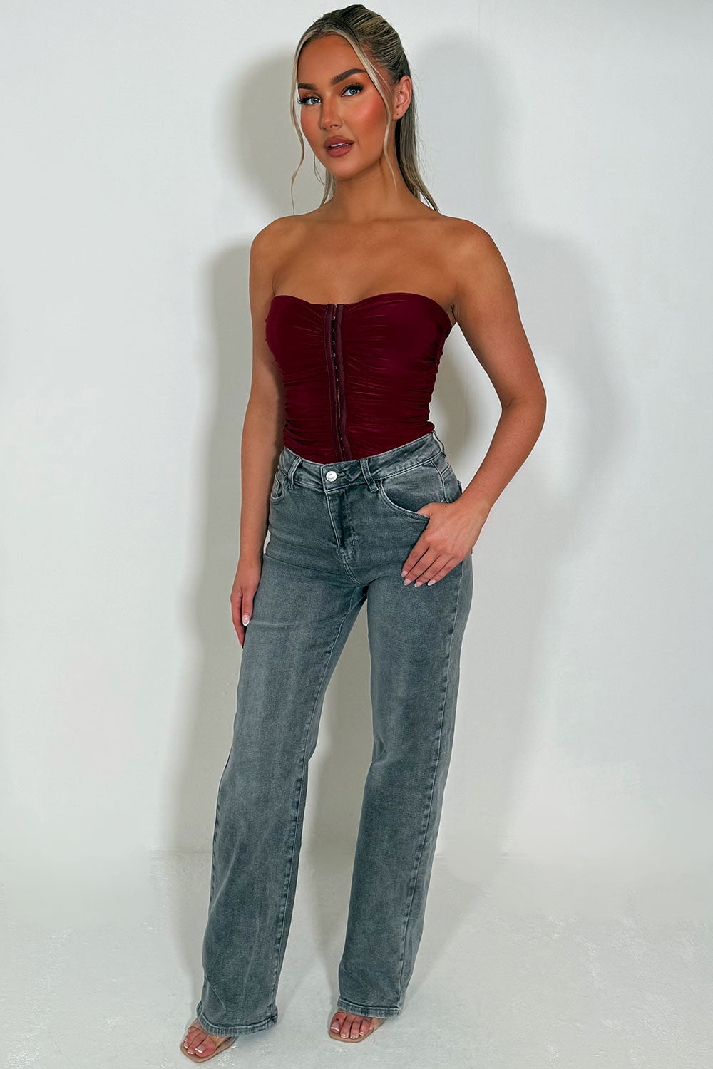 high waist stretch grey denim jeans for womens zara uk 