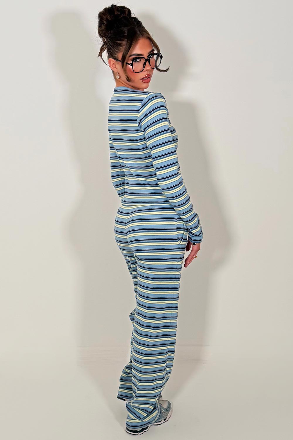 molly mae ribbed top and trousers co ord set striped 