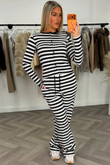 womens wide leg jogger and long sleeve top with stripes lounge set co ord styledup 