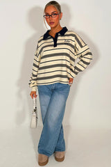 collared long sleeve jumper striped sweatshirt styledup 