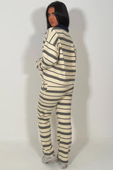 striped wide leg joggers and collared sweatshirt jumper co ord tracksuit set styledup 