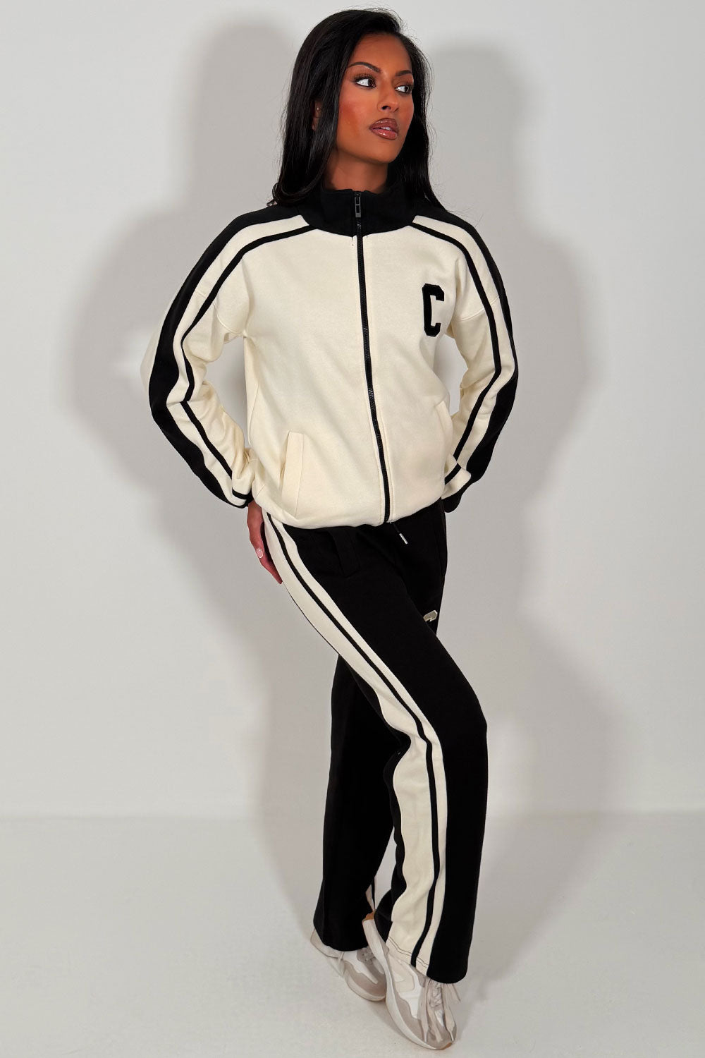 womens zip up tracksuit lounge set airport outfit styledup