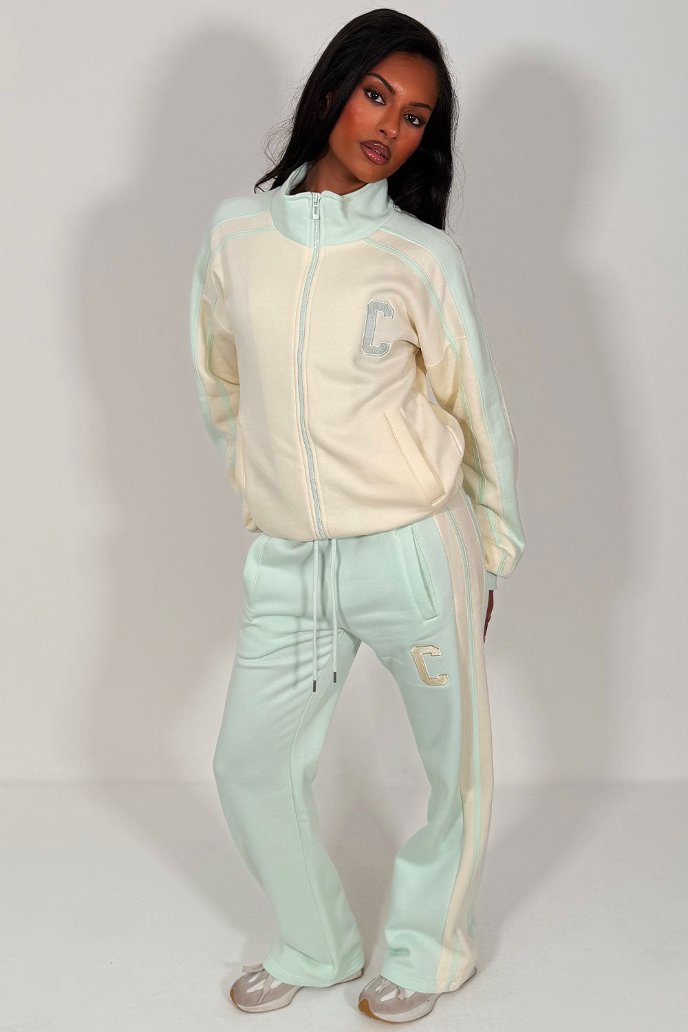 womens zip up tracksuit lounge set airport outfit styledup