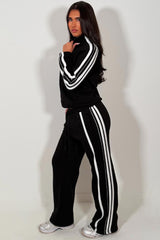 womens black tracksuit with side stripes lounge set casual outfit styledup sale