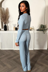 womens wide leg jogger and long sleeve top with stripes lounge set co ord styledup 
