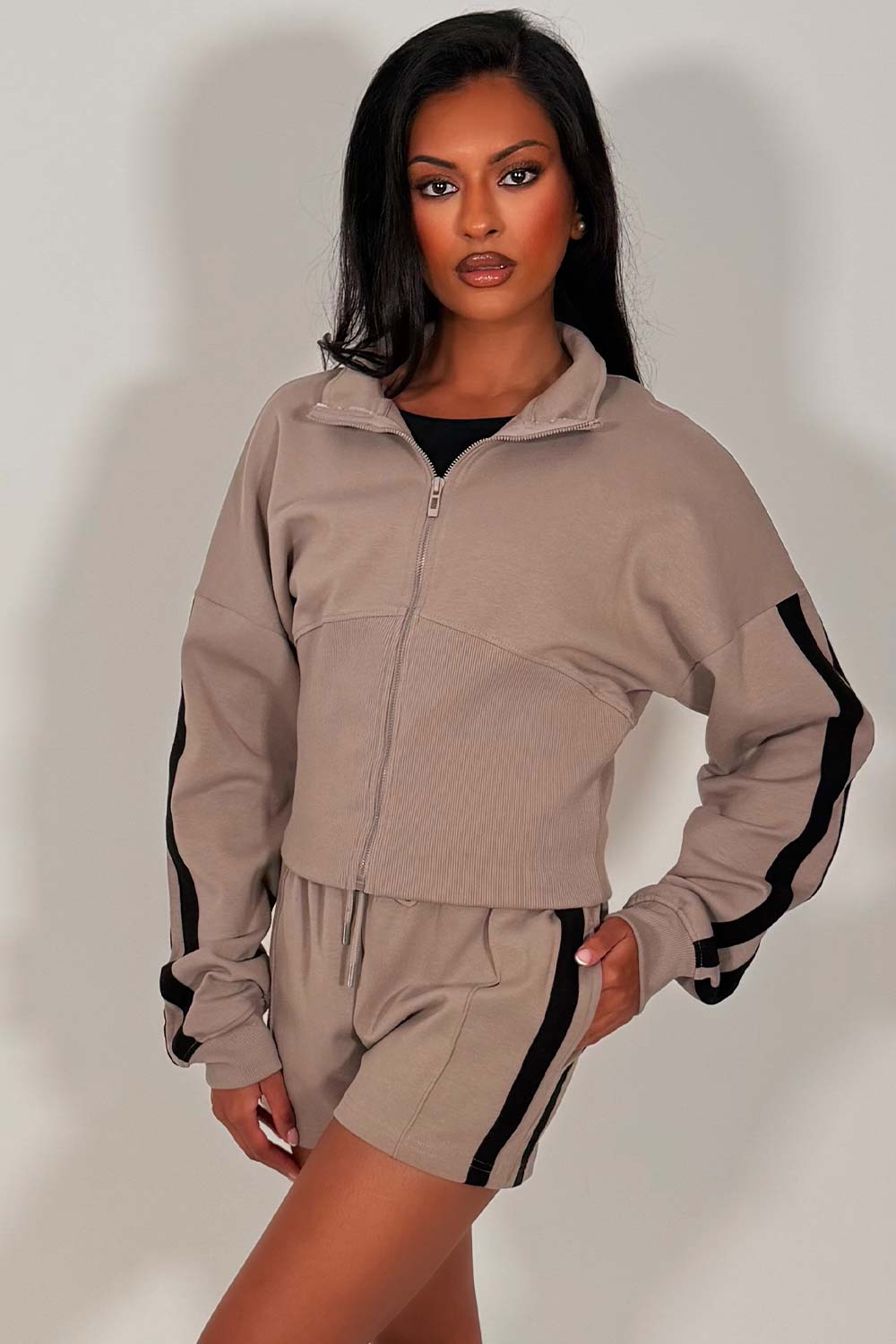 short summer tracksuit womens airport travel outfit for holidays styledup whitefox