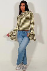 ribbed striped long sleeve top zara womens 