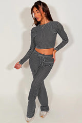 Striped Lounge Set Co Ord Black