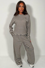 womens brown striped lounge set styledup uk