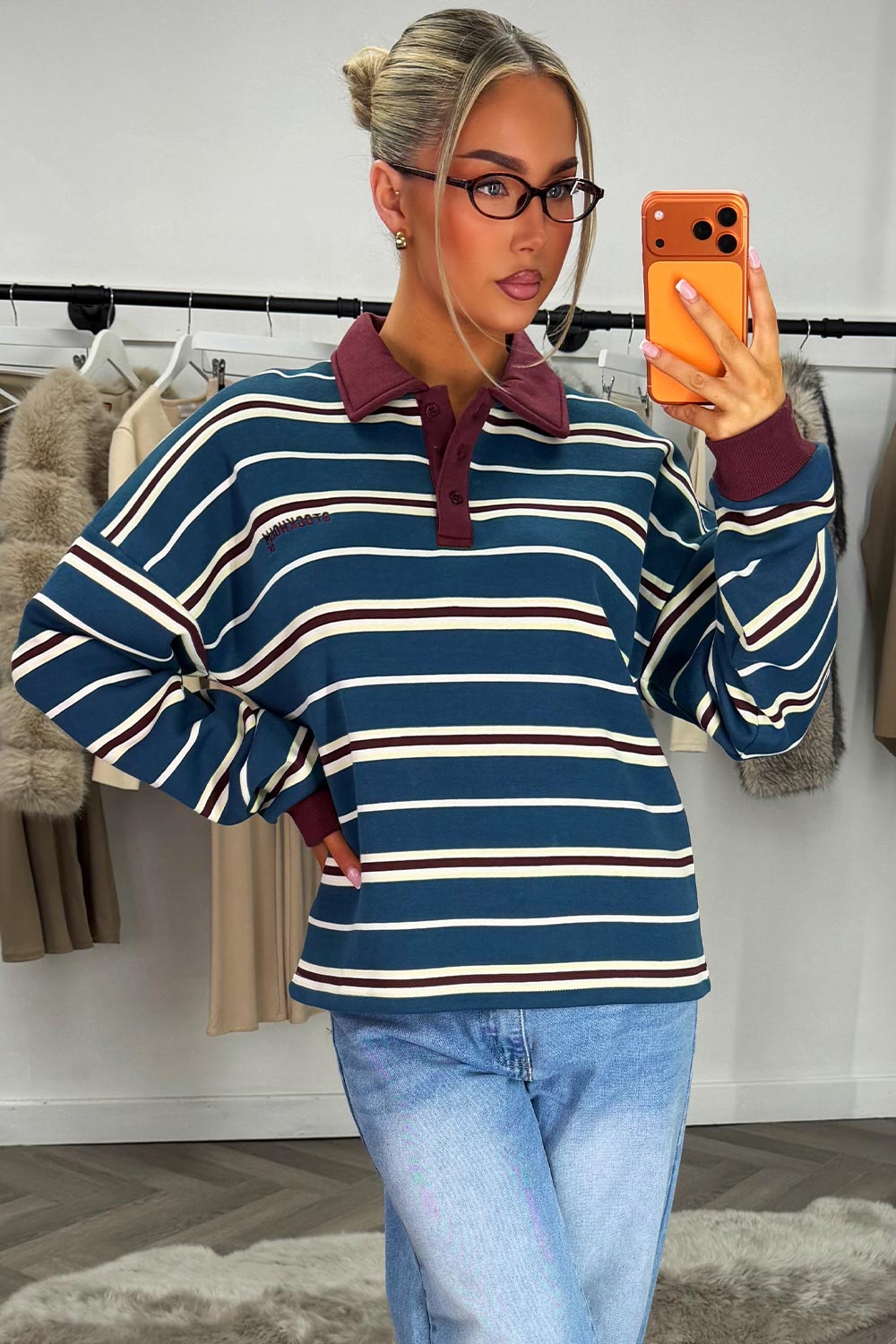 striped jumper with collar for womens styledup 