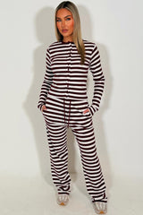 womens burgundy striped lounge set styledup
