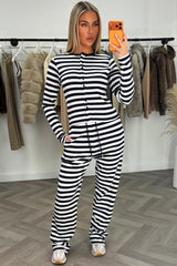 striped wide leg trouser and long sleeve button up top co ord lounge set for womens styledup