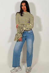 zara womens ribbed striped turtle neck top styledup 