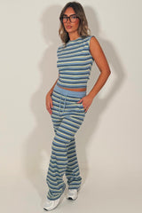 womens striped round neck sleeveless top and trouser co ord set casual everyday comfy outfit for womens styledup 