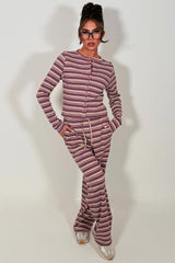 molly mae ribbed top and trousers co ord set striped 