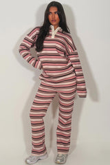 striped wide leg joggers and collared sweatshirt jumper co ord tracksuit set styledup 