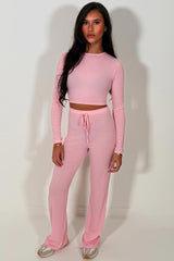womens pink striped lounge set styledup