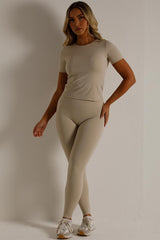 sculpt body contour leggings and short sleeve top two piece co ord set styledup