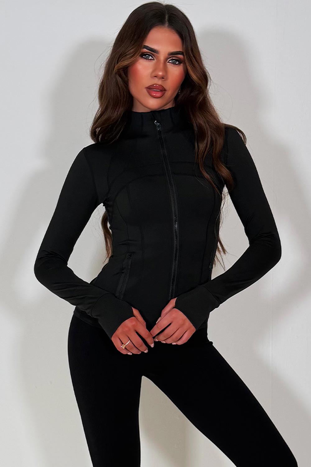 womens lululemon sports long sleeve black jacket