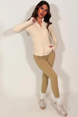 womens lululemon sports long sleeve beige jacket with thumb holes styledup