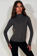 lululemon charcoal grey jacket with thumb holes styledup