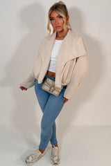 faux suede jacket with open front womens styledup uk