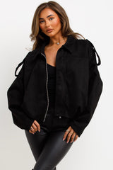 faux suede jacket with shoulder tabs zara womens