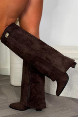 womens brown knee high boots with fold over style givenchy uk 