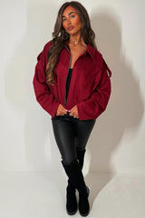 faux suede zip up bomber jacket shoulder tabs womens outerwear 