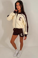 womens zip up sweatshirt and shorts lounge set summer tracksuit styledup